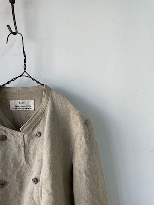 kaval/stand collar double-breasted jacket “vintage linen”(カヴァルのヴィンテージリネンのダブルジャケット)