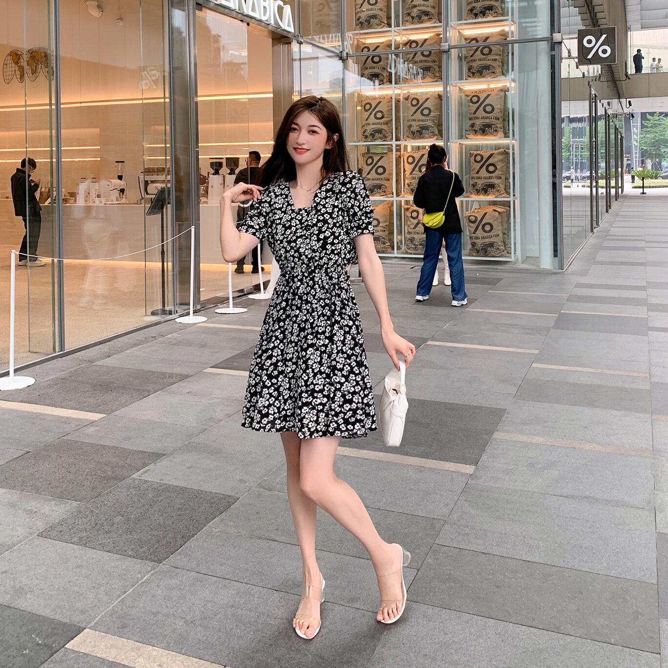 スタンダードウェストフローラルシフォンスカート レトロ 花柄 6Du_Shop_Women62591997711