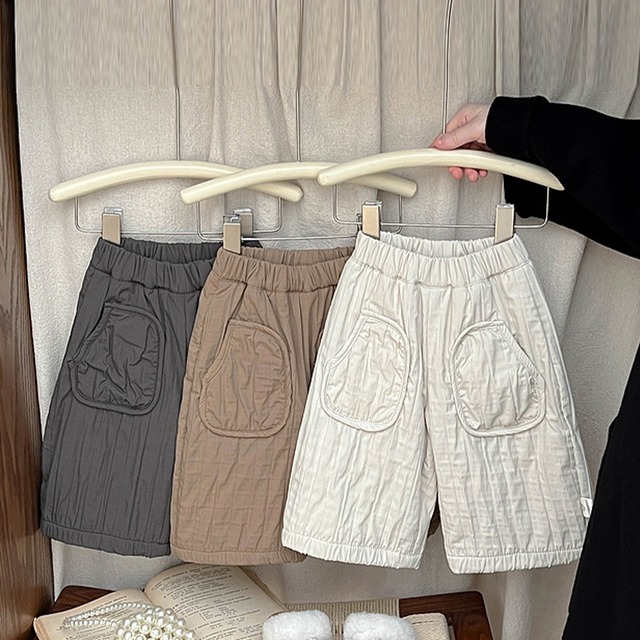 【BABY&KID】冬作ポケット付き中綿入りワイドパンツ