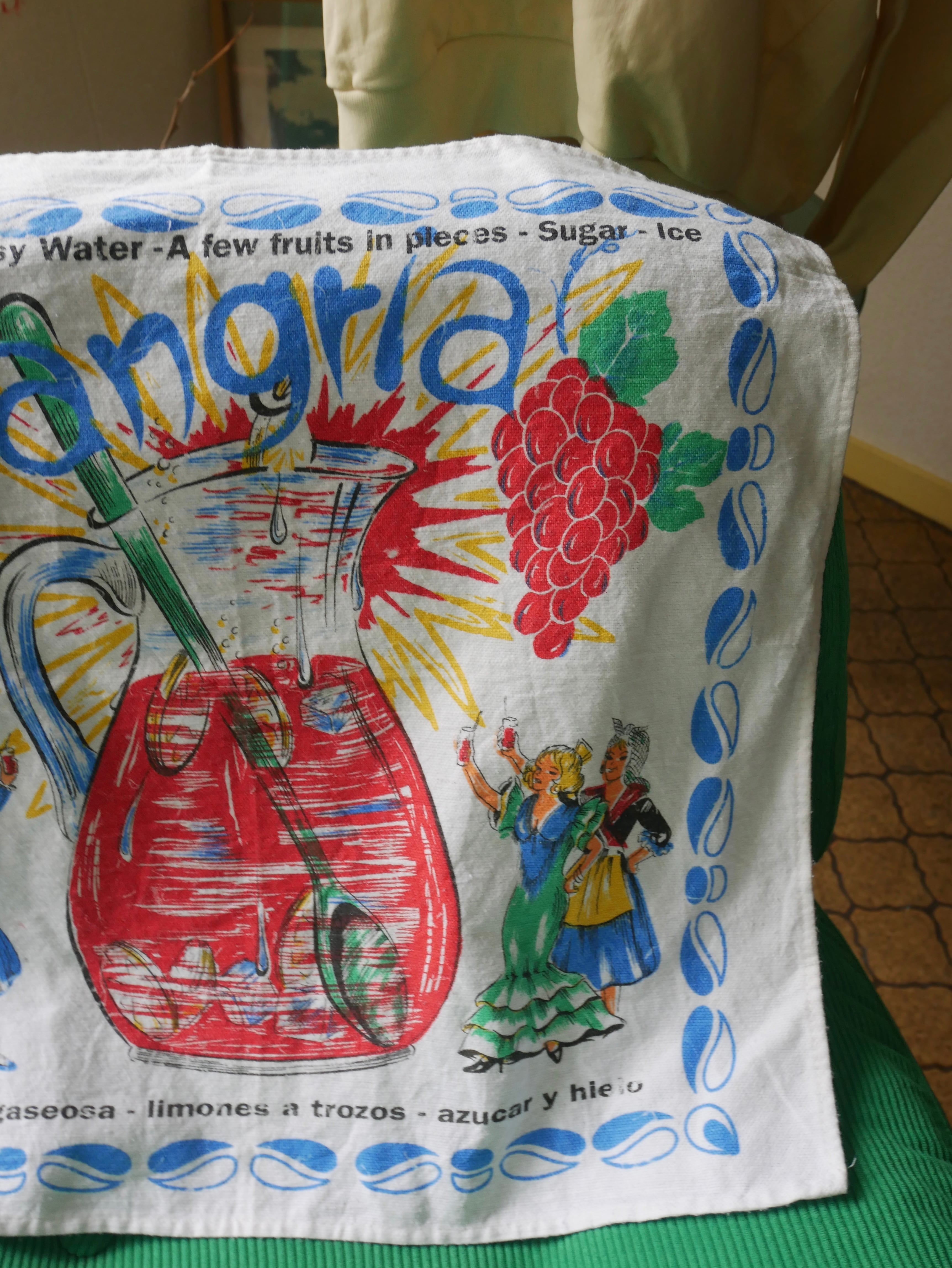 70s-80s Spanish Souvenir "Sangria" Recipe Kitchen Towel