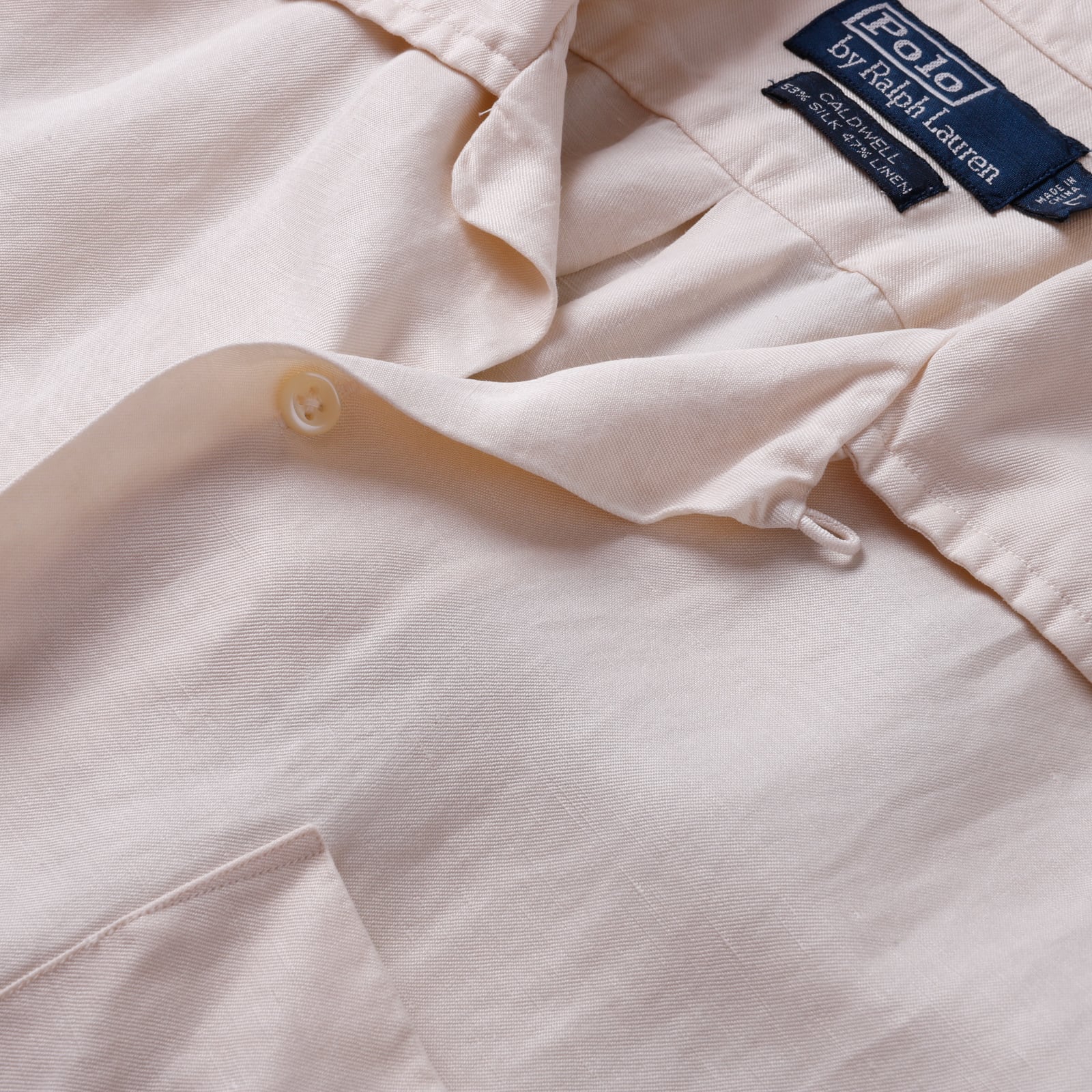 極美品】90s Ralph Lauren special silk linen open collar shirt