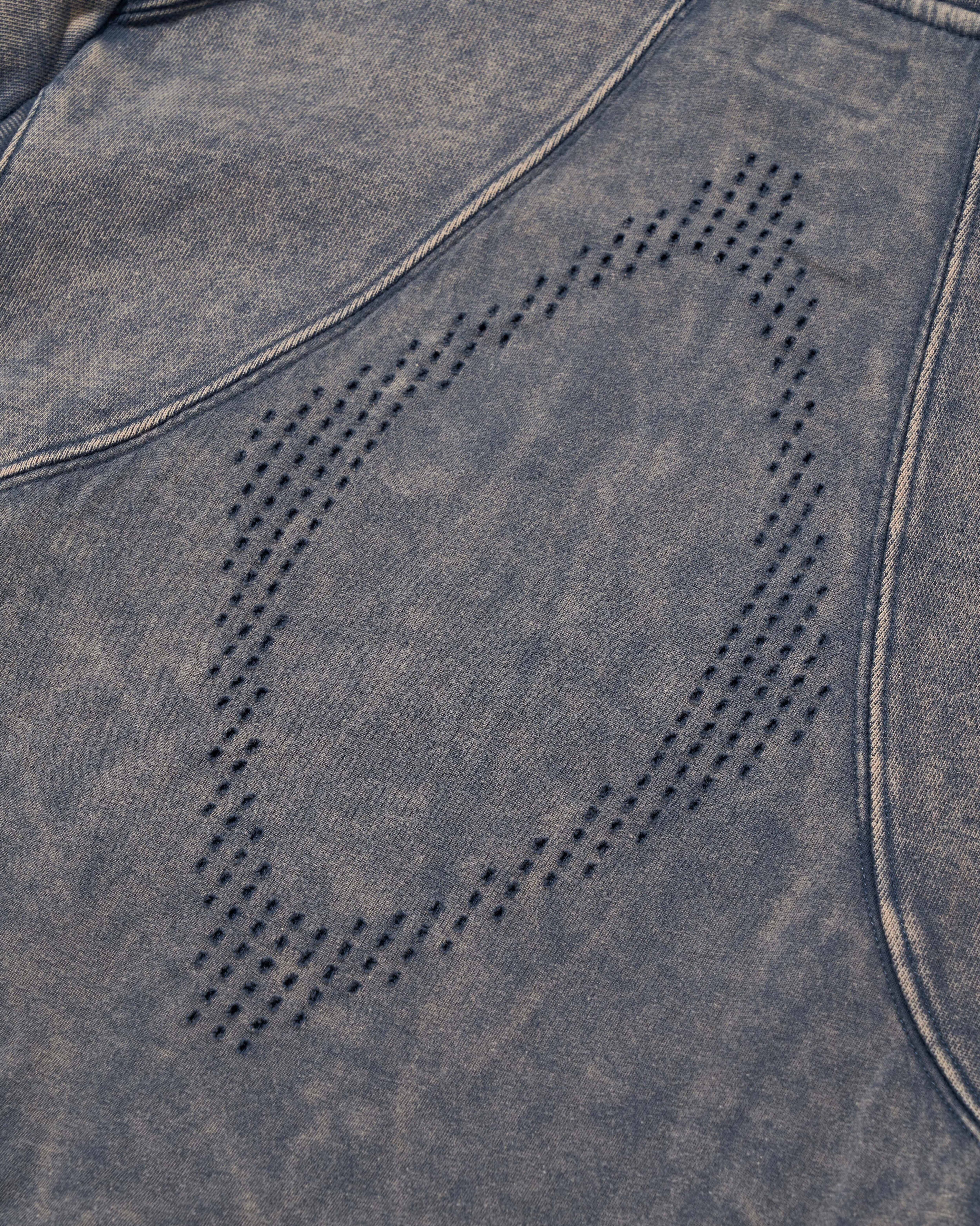 MSCHF] RHOMBUS PUNCHING HOODIE ZIP-UP_BLEACHED NAVY ミスチーフ