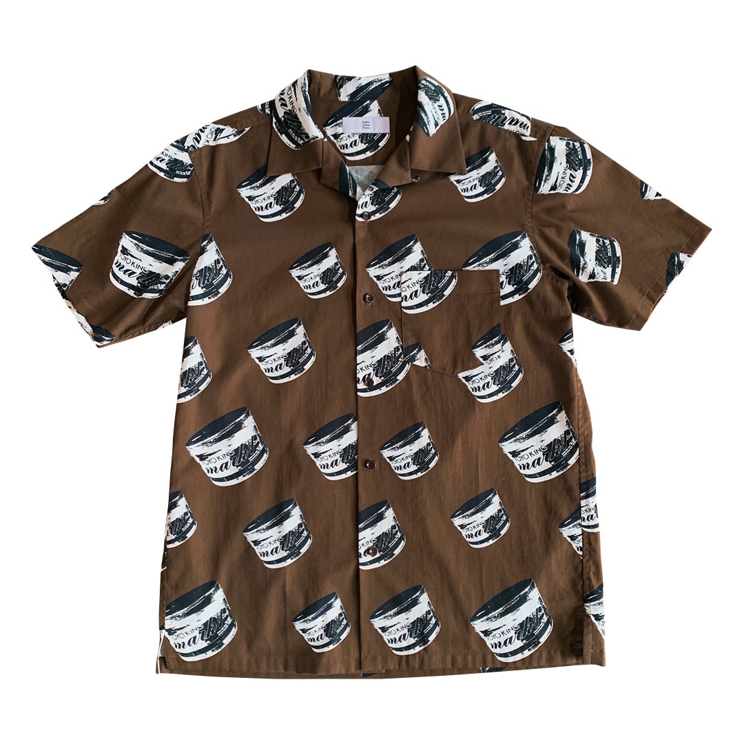 受注生産〉印刷アロハシャツ（Ink Inferuno brown）※この商品は発注後