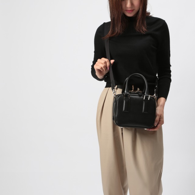 ミニボストンバッグ 2WAY ショルダーバッグ レザー  ［MBC025］Black ブラック
