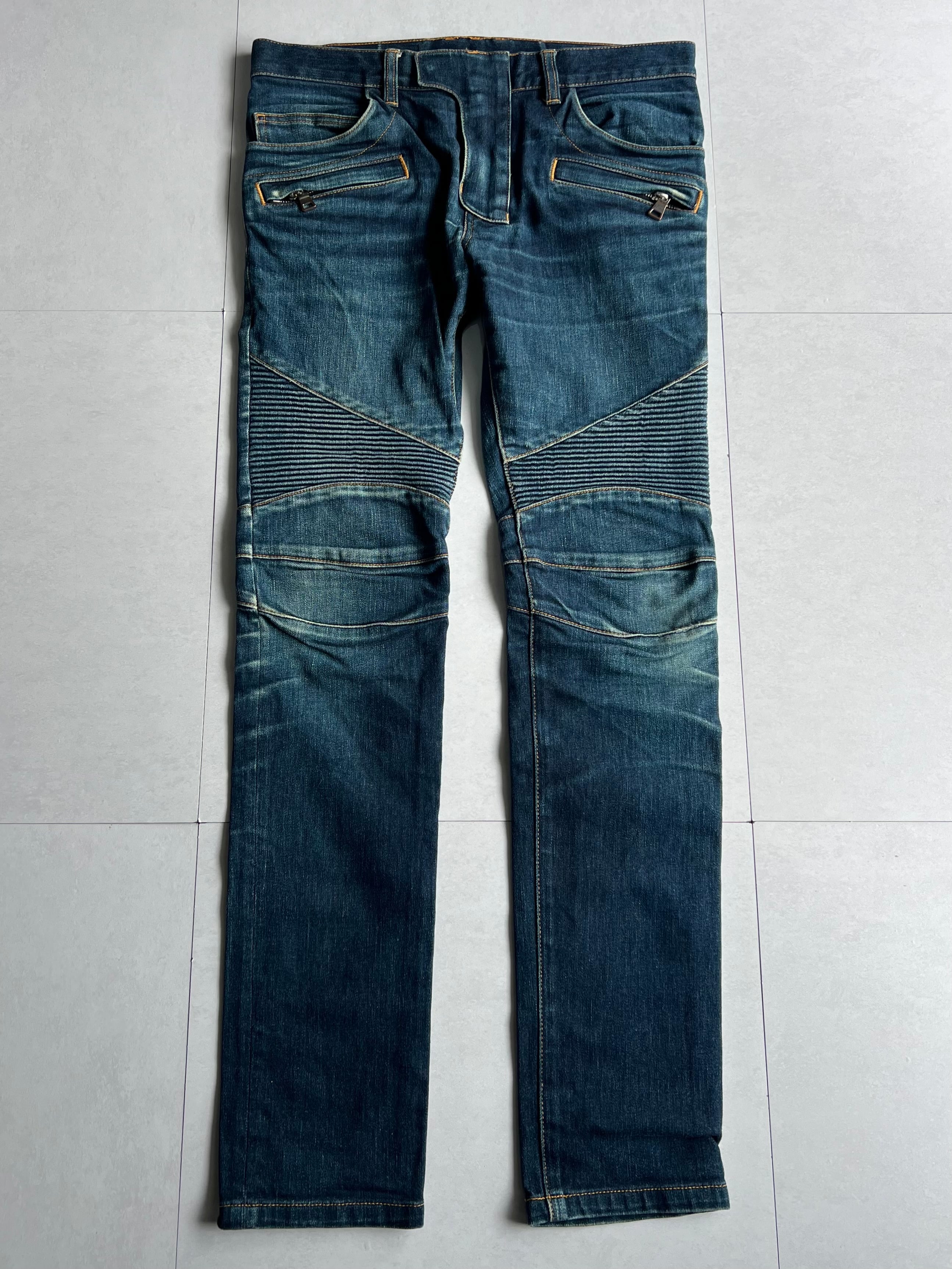 "BALMAIN" Biker Skinny Denim