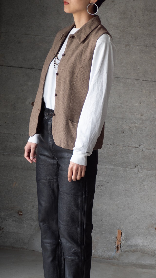 "Breeches" 1980s Rayon wool houndstooth sleeve-less top