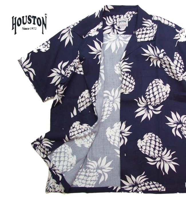 HOUSTON シャツ アロハシャツ 41194 パイナップル柄 半袖 開襟シャツ