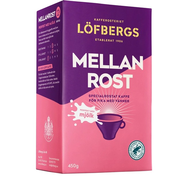 Mellanrost - perfekt med mjölk （ミルクにぴったりのコーヒー） 450g（コーヒー粉・中煎り）  LÖFBERGS