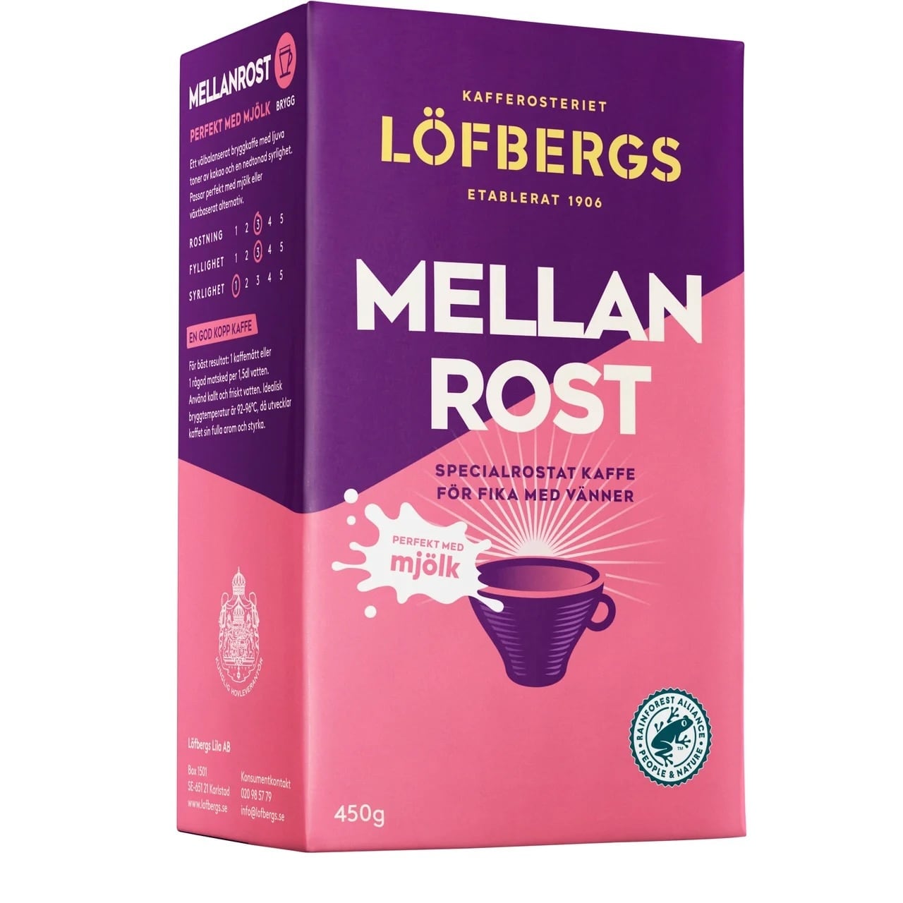 Mellanrost - perfekt med mjölk (ミルクにぴったりのコーヒー) 450g(コーヒー粉・中煎り) LÖFBERGS