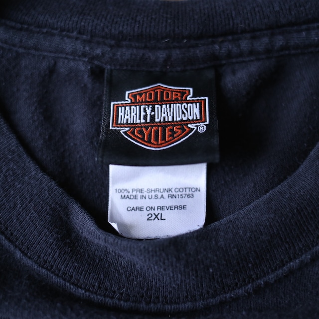 "HARLEY-DAVIDSON" pirate back printed XXL over silhouette h/s tee