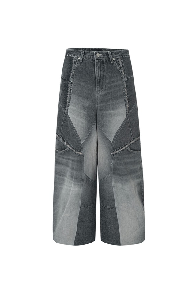 [SURGERY] surgery rebuild denim wide pants 'grey' 正規品 韓国ブランド 韓国通販 韓国代行 韓国ファッション sur8ery サージェリー 取扱店 日本 店舗