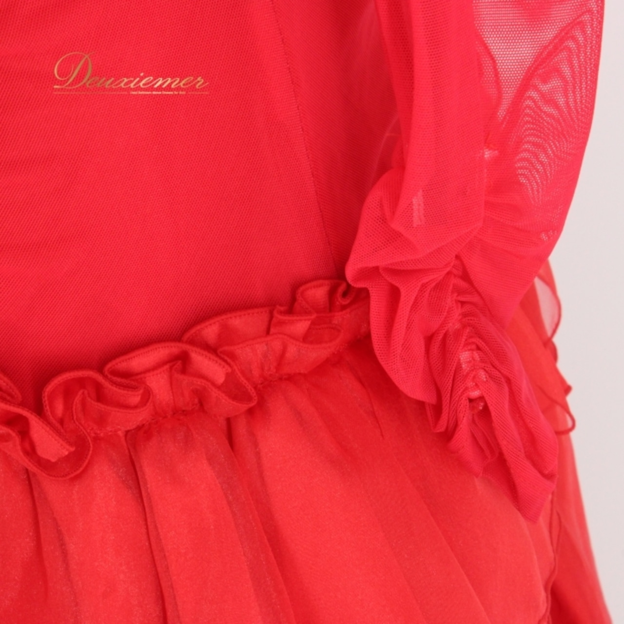 社交ダンス 衣装 スタンダード ドレス ワンピース パーティドレス レディース 赤 黒 ブラック系 レッド系 フリル レース コサージュ 長袖 ポリエステル ナイロン ポリウレタン 日本製 ストレッチ 取り外し可 縦長 シルエット 華やか 丈長 着痩せ フォーマル ダンス用 衣装 ライブ 演出 カジュアル パーティー用