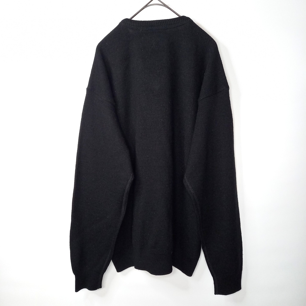 00s　ラコステ　Vネック　アクリル　ニット　セーター　刺繍ロゴ　ユーロ古着