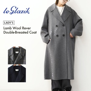 LE GLAZIK [ル・グラジック] W Lamb Wool Rever Double-Breasted Coat [LG-A0451ROB] ラムウールリバー ダブルブレストコート・ロングコート・ダブルブレストコート・テーラードカラー・ストレートシルエット・ラムウール・LADY'S [2026AW]