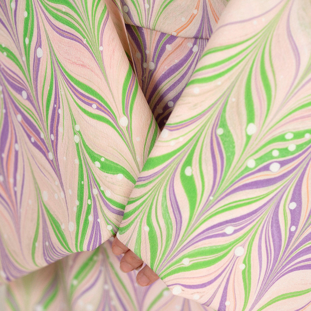 〈Sunset Macaron〉矢羽柄 × ドット〜洗えるきもの(シルジェリー)〜