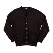 カシミヤ100% ALPHA アルファ カシミア ウール リブ ニット カーディガン サイズ M /ダークブラウン系/メンズ