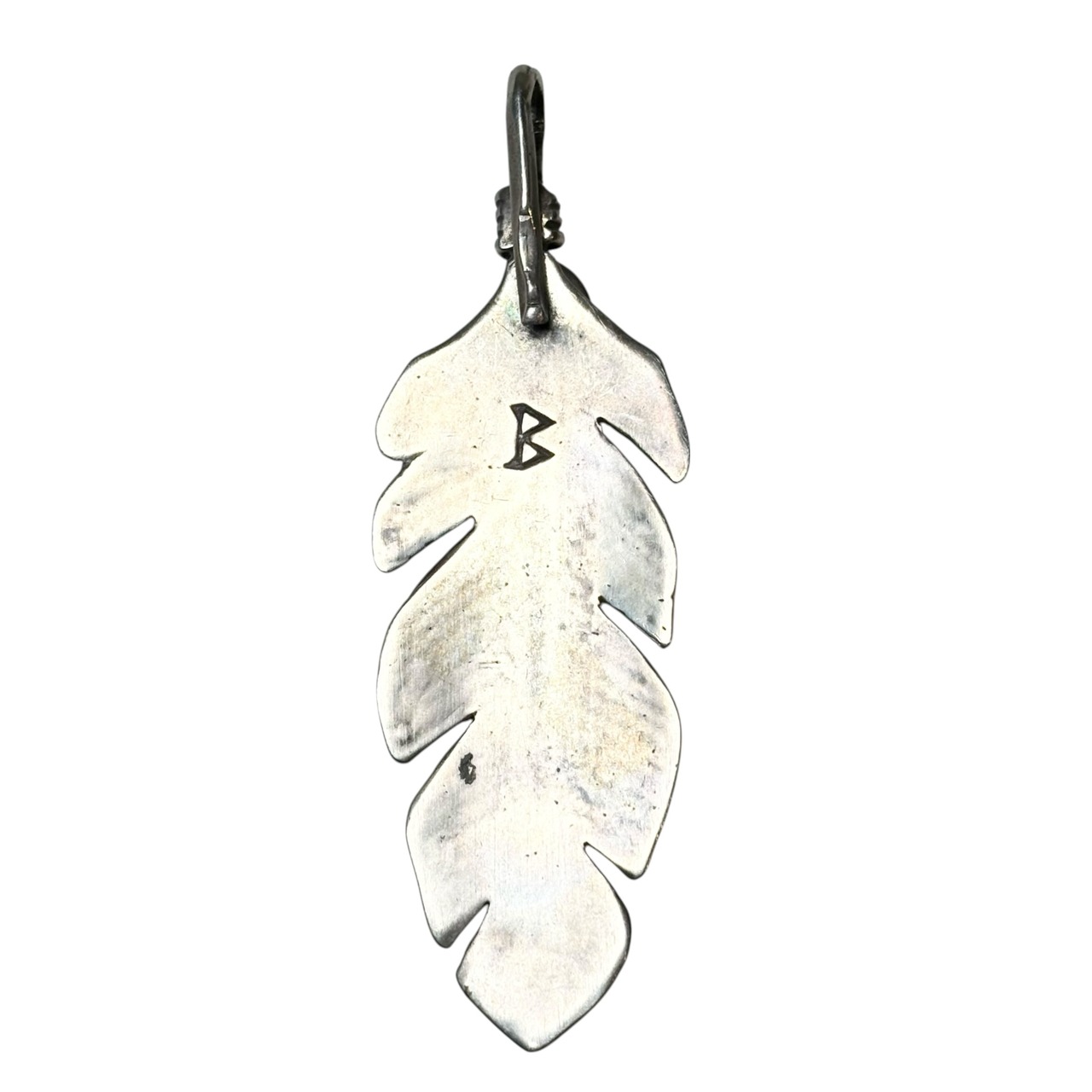 Anglo Buffalo ingot silver feather pendant