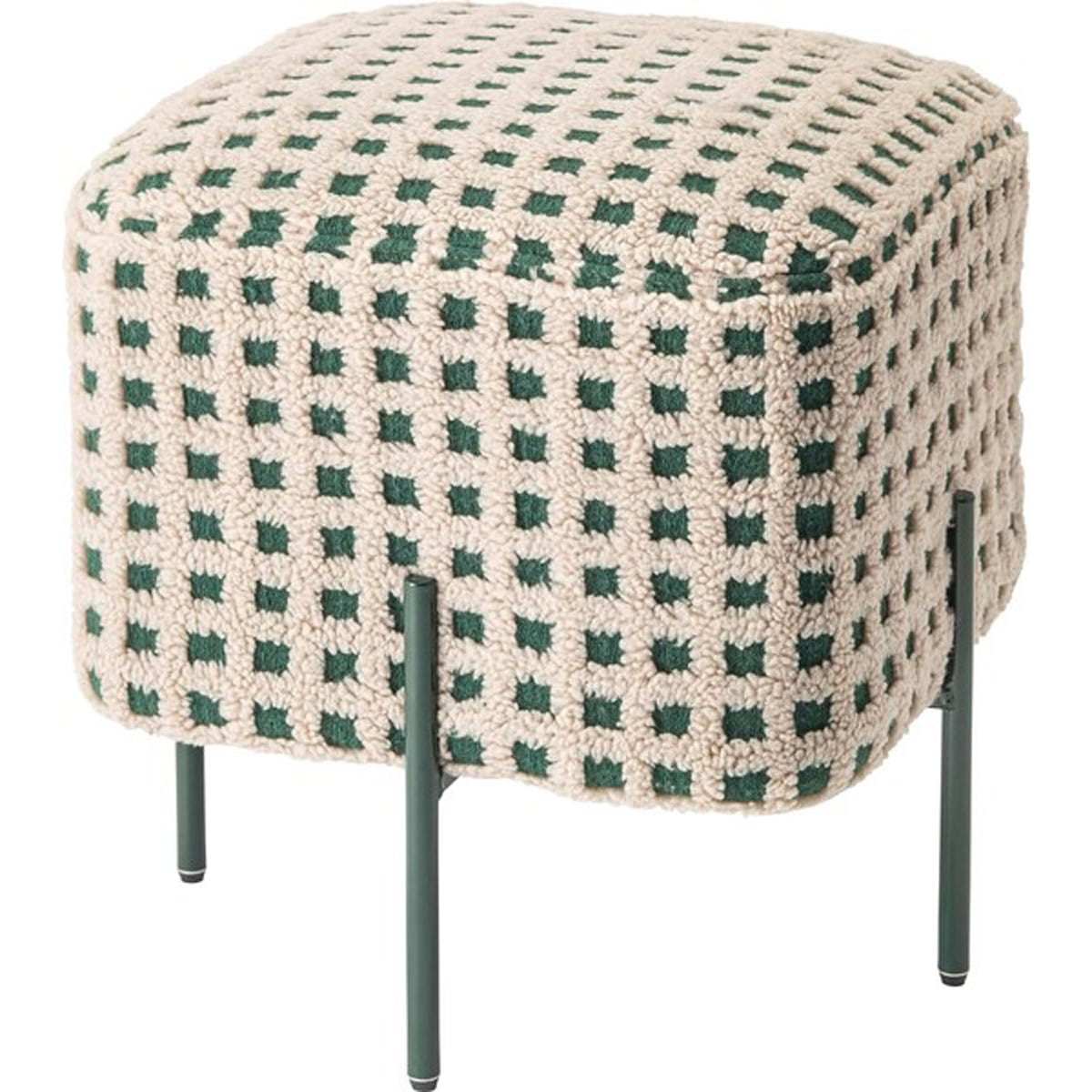 スツール PC-508 椅子 イス チェア オットマン おしゃれ かわいい アイアン ボア チェック柄 北欧 個性的 カフェ リビング アイアン 小さい コンパクト 小さい 子供 腰掛け グリーン 緑 レッド 赤 来客用 店舗 ショップ