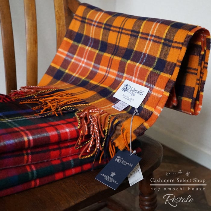 《BEAUTY&YOUTH UA別注》ジョンストンズ 大判ストール オレンジ ウール混 #004