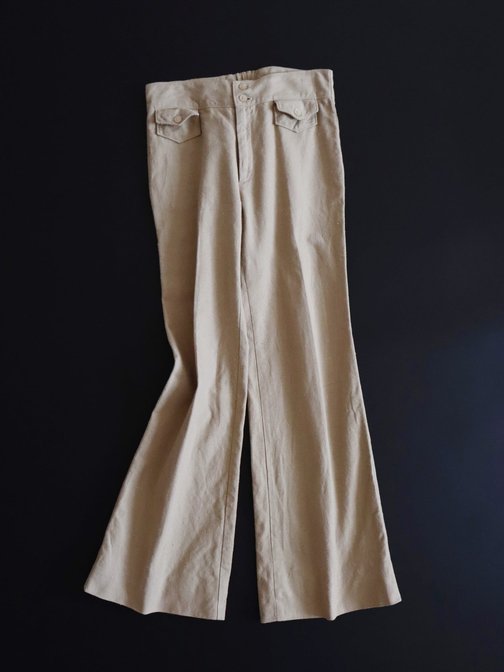●70s cotton design flared pants