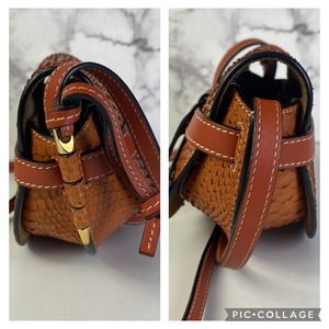 【最終処分SALE】 LOEWEロエベゲートミニ クロコ ショルダーバッグ オレンジ A-7644