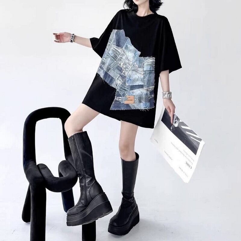 プリンティングTシャツトップス A0430