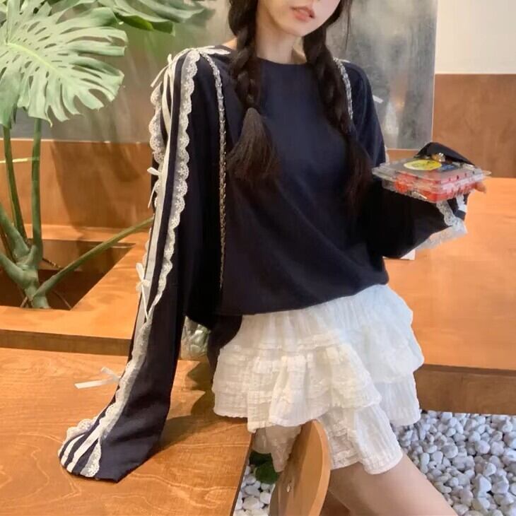 レースストライプロンT