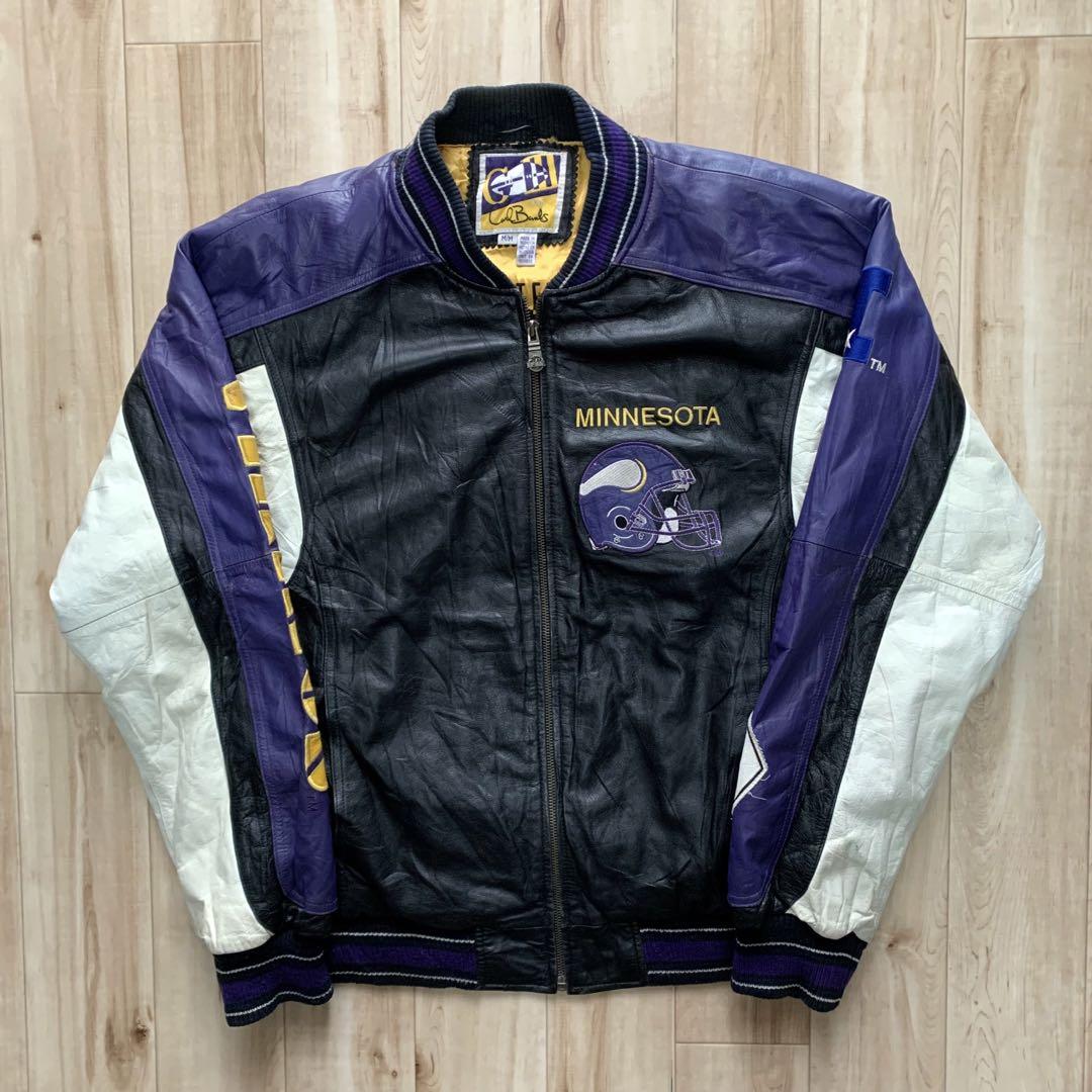 MINNESOTA VIKINGS カールバンクス GIII レザージャケット | 古着屋2000