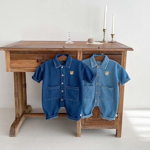 【春作】熊柄ポケット付き オールーインワン