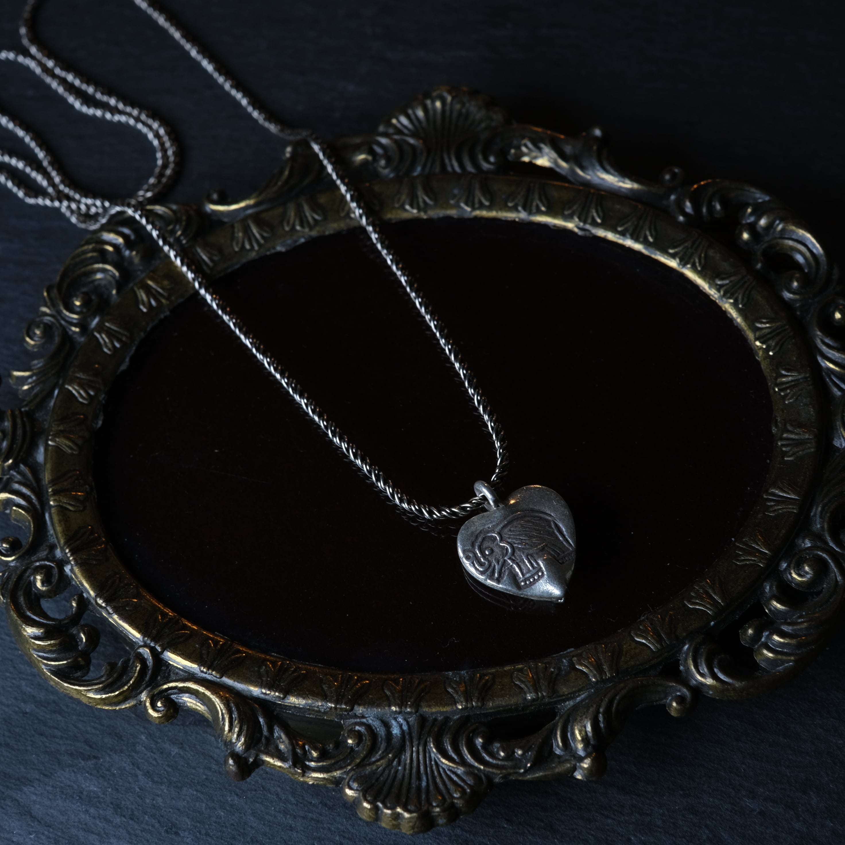 カレンシルバー silver950 ハートモチーフネックレス/軽研磨仕上げ/45cm