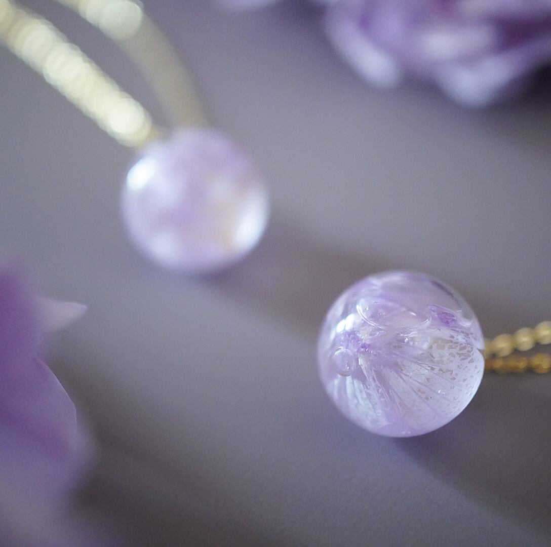 アジサイのハーバリウムネックレス(パープル) | hanataba