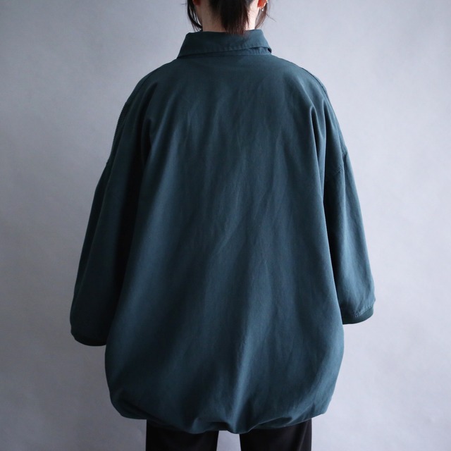 deep green switching design 3XLT over size h/s pullover
