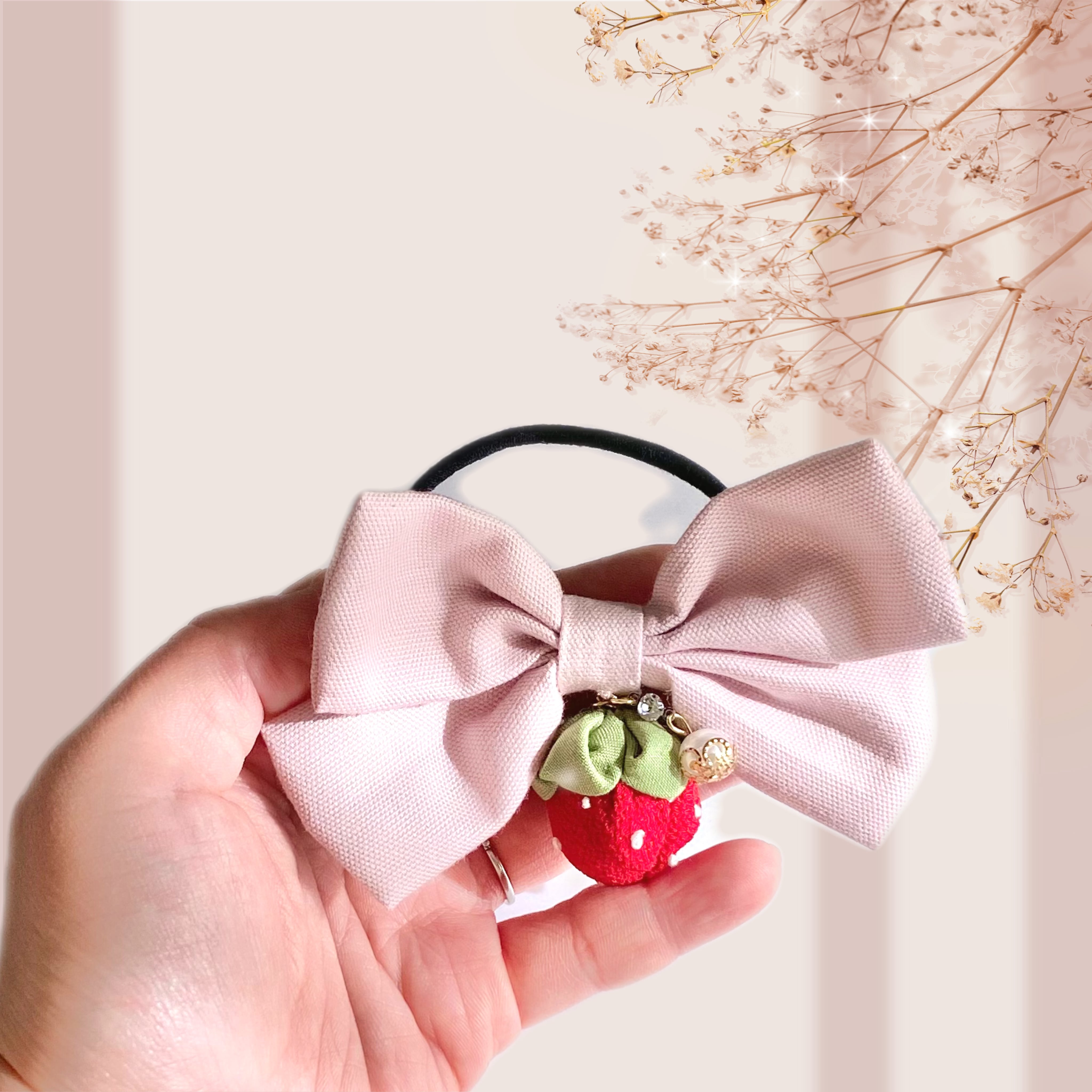 いちご リボン ヘアゴム | tumamikko