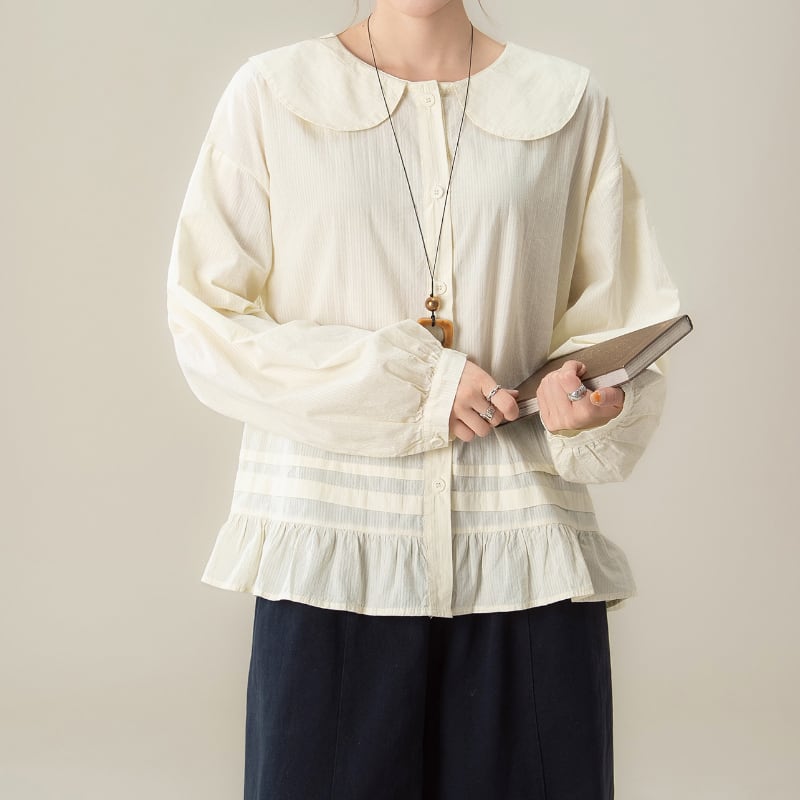 丸襟ピンタックブラウス M2129