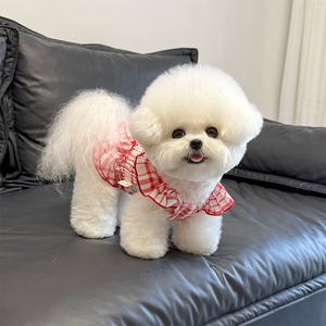 【PET】全2色プリンセス風格子模様フライングスリーブワンピース