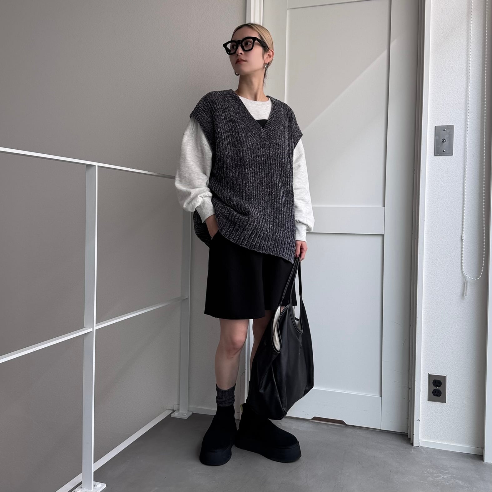 モールニットルーズvest/グレー | CFT.