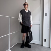 モールニットルーズvest/グレー