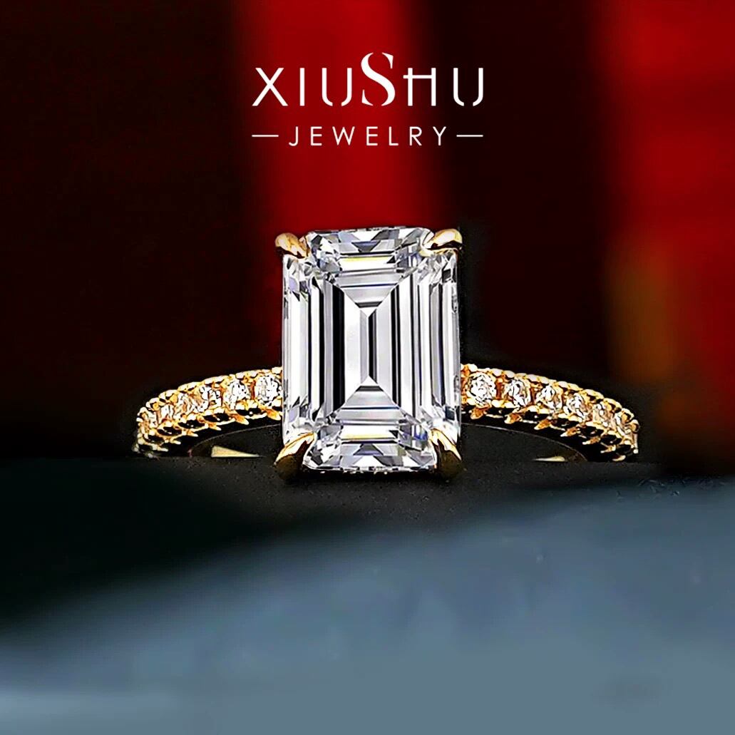 3.5カラット エメラルドカット 高炭素ダイヤモンド キラキラ