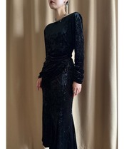 J&R black velour set up-5028-10