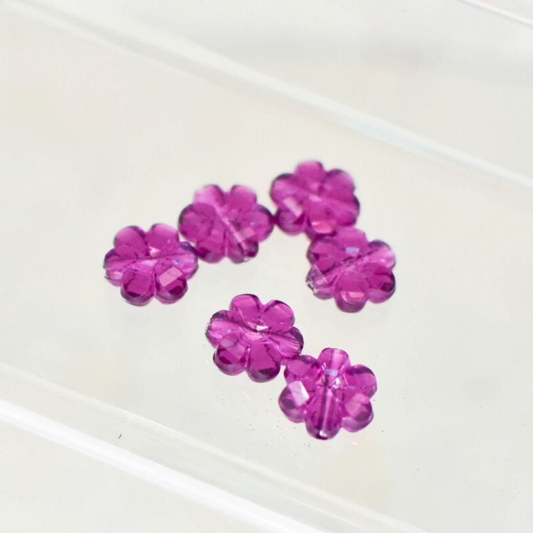 6個セット ドイツ製アクリルチャーム お花の形 パープル | チェコ