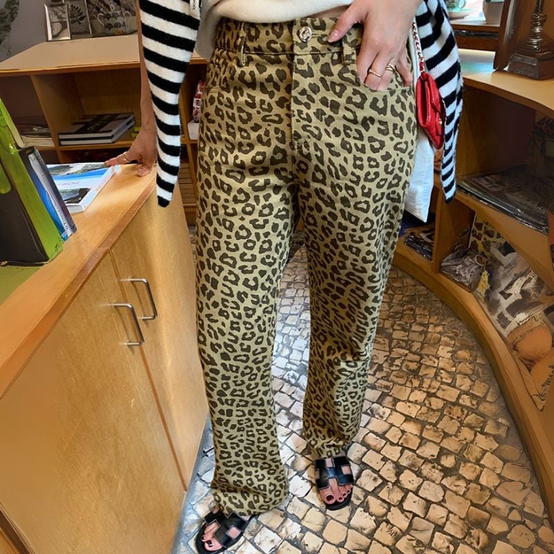 Leopard print tapered pants 00533