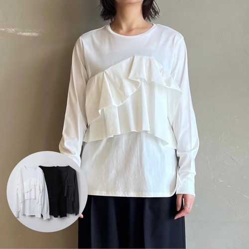 muttimama様専用：《ご予約〆切1/18まで・1/中旬ごろ入荷》コンパクトスムースフロントフリルロンT ホワイト