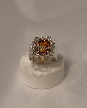 [ready-to-ship] Chain frame ring| Citrine #15