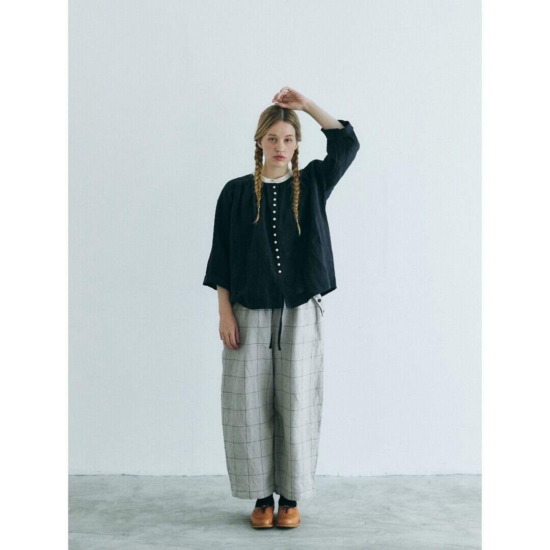 MAGALI マガリ ベルギーリネン・アンティーク・ブラウス・ブラック