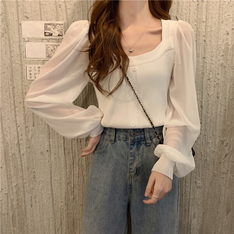 トップス レディース 送料無料 3色 Tシャツ ブラウス ショート ショート丈 長袖 スクエアネック かわいい 大人可愛い きれいめ シンプル カジュアル フェミニン おしゃれ お洒落 綺麗 おとな ナチュラル こなれ感 ラブリー キュート ガーリー レトロ ロマンチック 抜け感 主役級 存在感 無地 フリーサイズ ホワイト ブラック 黒 春 夏 10代 20代 30代 40代 韓国 韓国系 着回し 普段使い 体型カバー ファッション トレンド 流行 インスタ映え