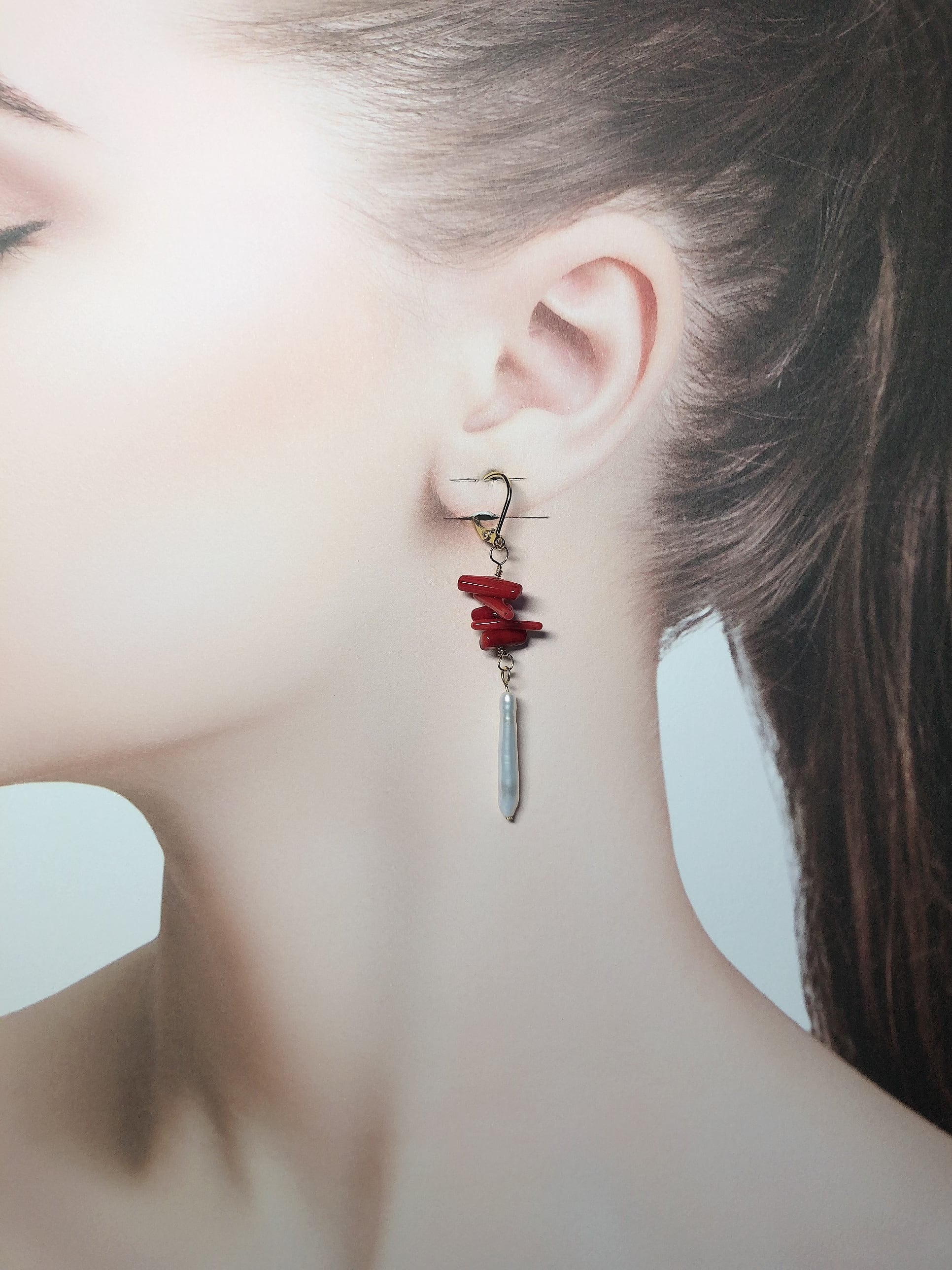 14kgf ❤新品 フレンチブルドック 珊瑚 ローズクオーツピアス 【公式通販】