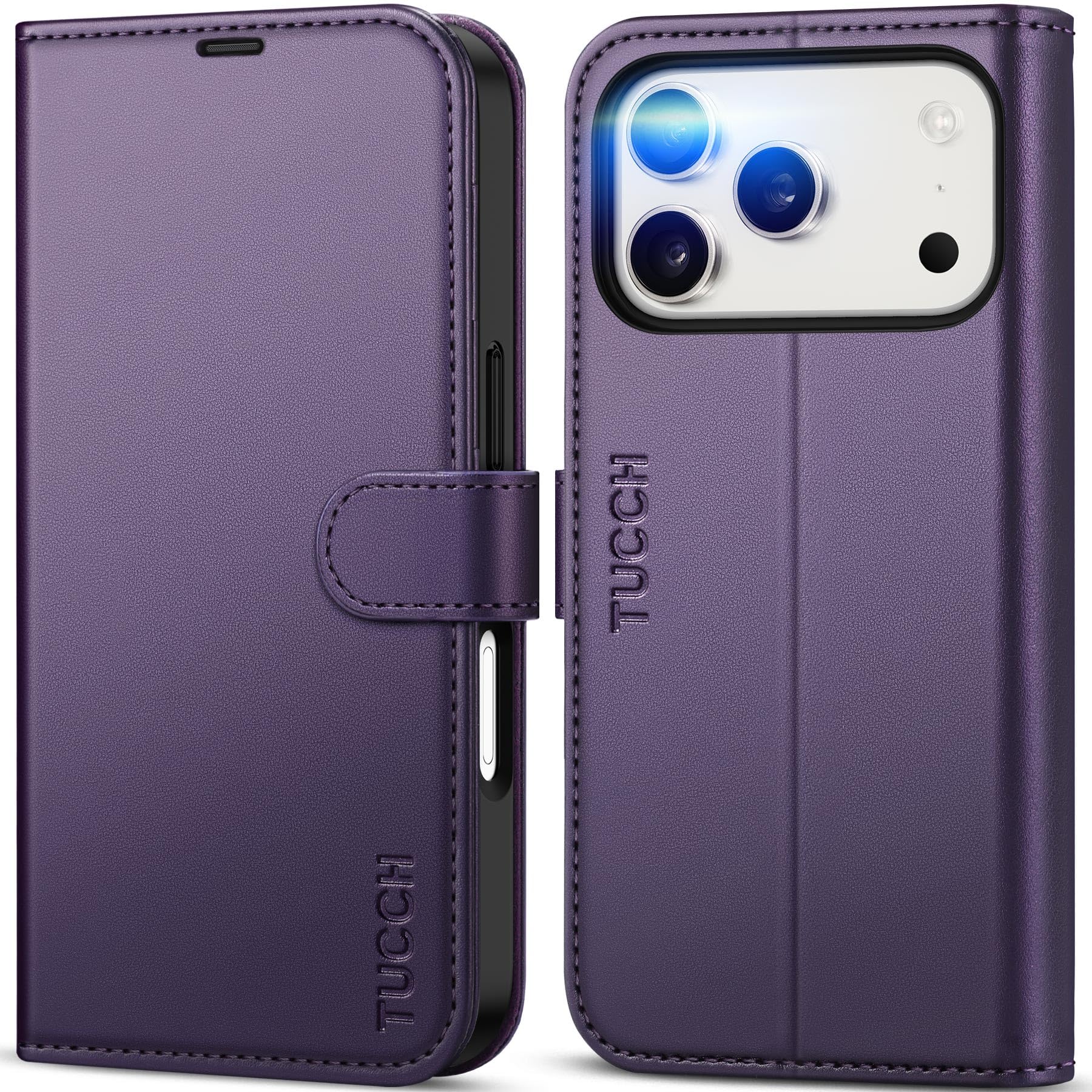 TUCCH iphone18 Pro 対応 ケース手帳型 iPhone17 Pro用カバー 2026年発売 6.3インチ ダークパープル