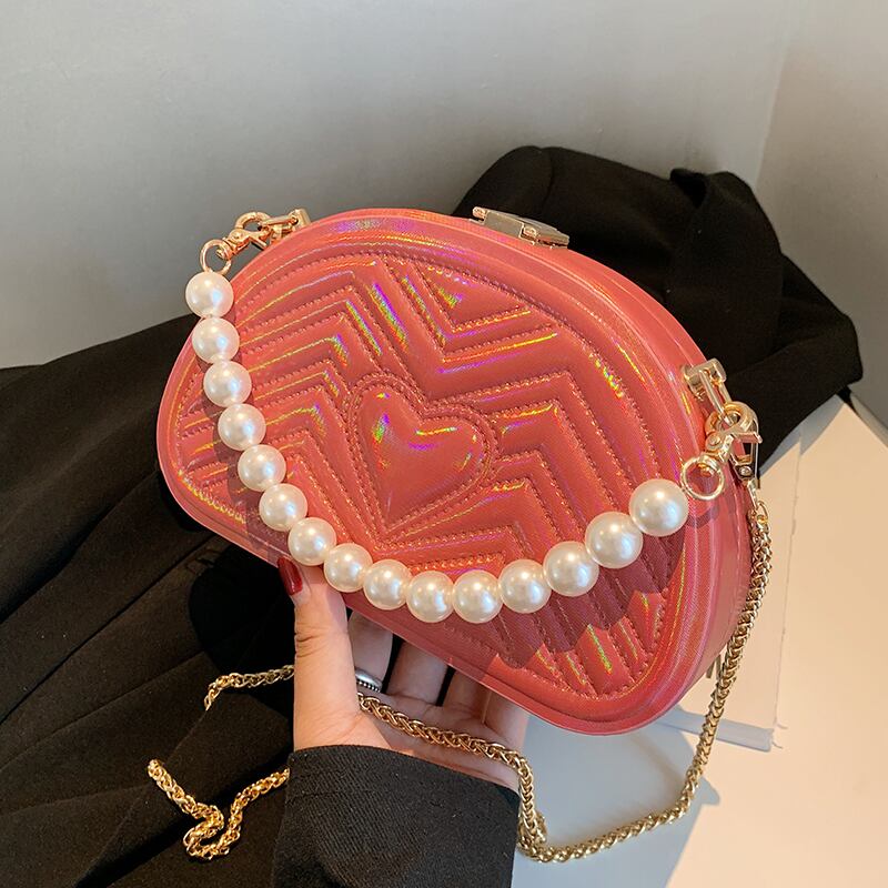 サマーチェーン レッドパール 夏物 真珠 ハンドバッグ メッセンジャーバッグ Tiancai_Wing_Bag99233654408