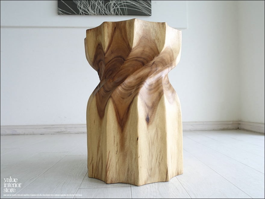 モンキーポッド無垢材 スツールIST 椅子 花台 ベンチ 丸太スツール イス ナチュラル 重さ26kg