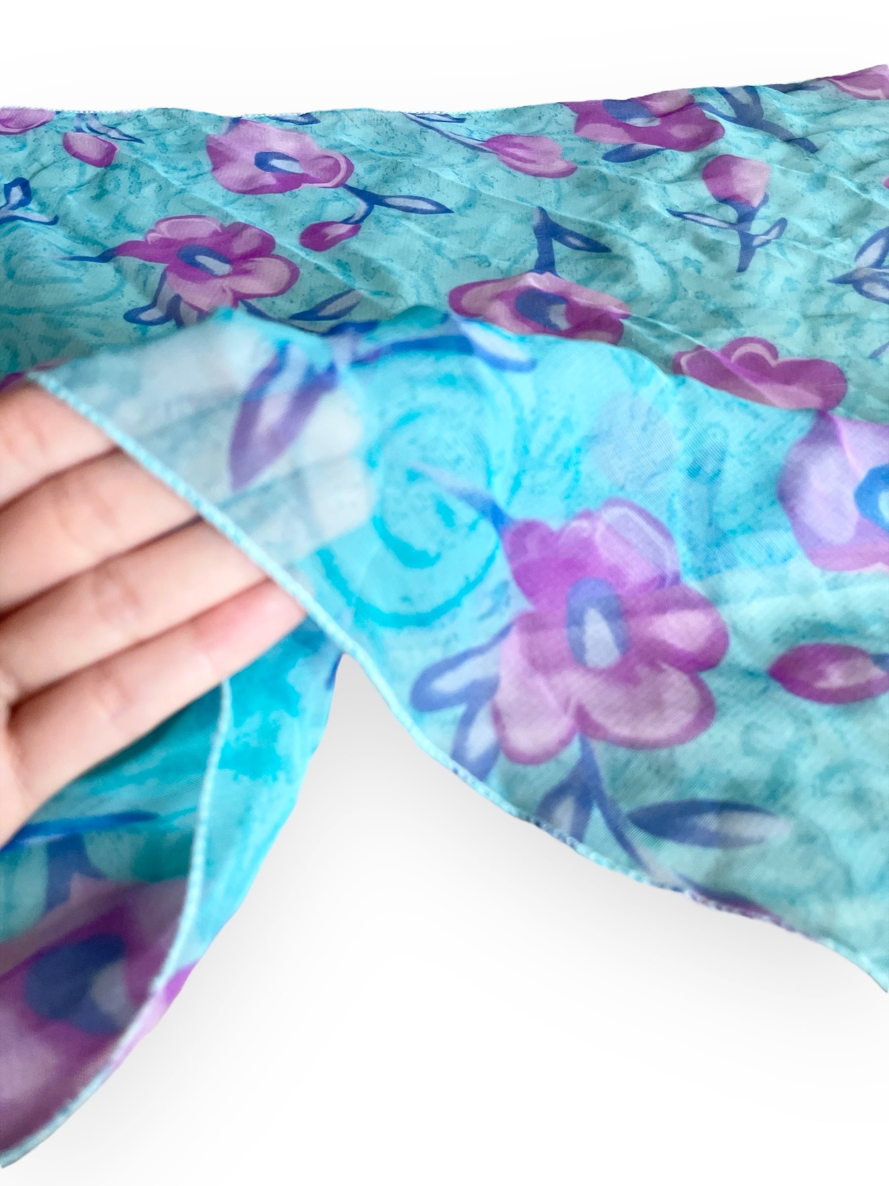 USED Flower-patterned mini scarf